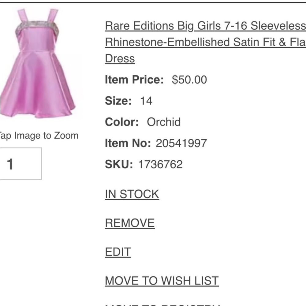 Rare Editions Orchid Satin Dress with Rhinestones